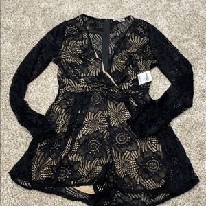 NWT Charlotte Russe lace long sleeve romper